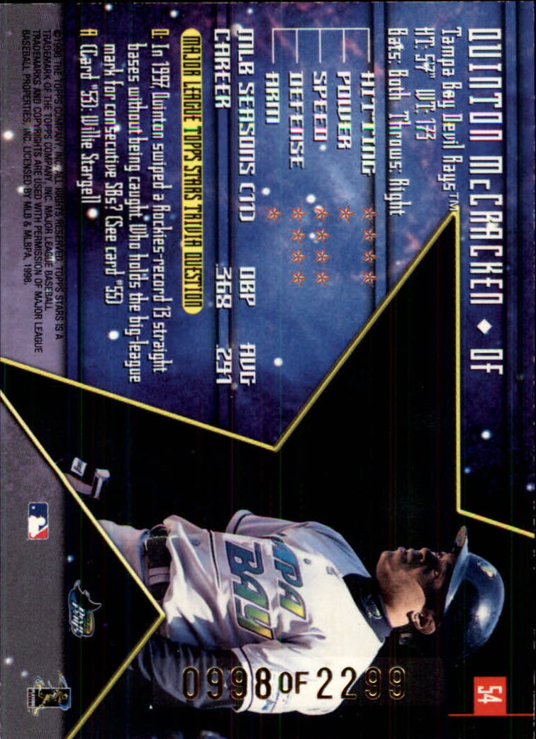 1998 Topps Stars Gold #54 Quinton McCracken back image