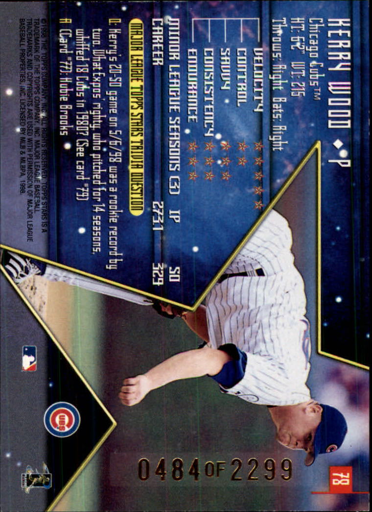 1998 Topps Stars Gold #78 Kerry Wood back image