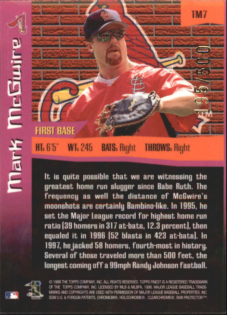 1998 Finest The Man #TM7 Mark McGwire back image