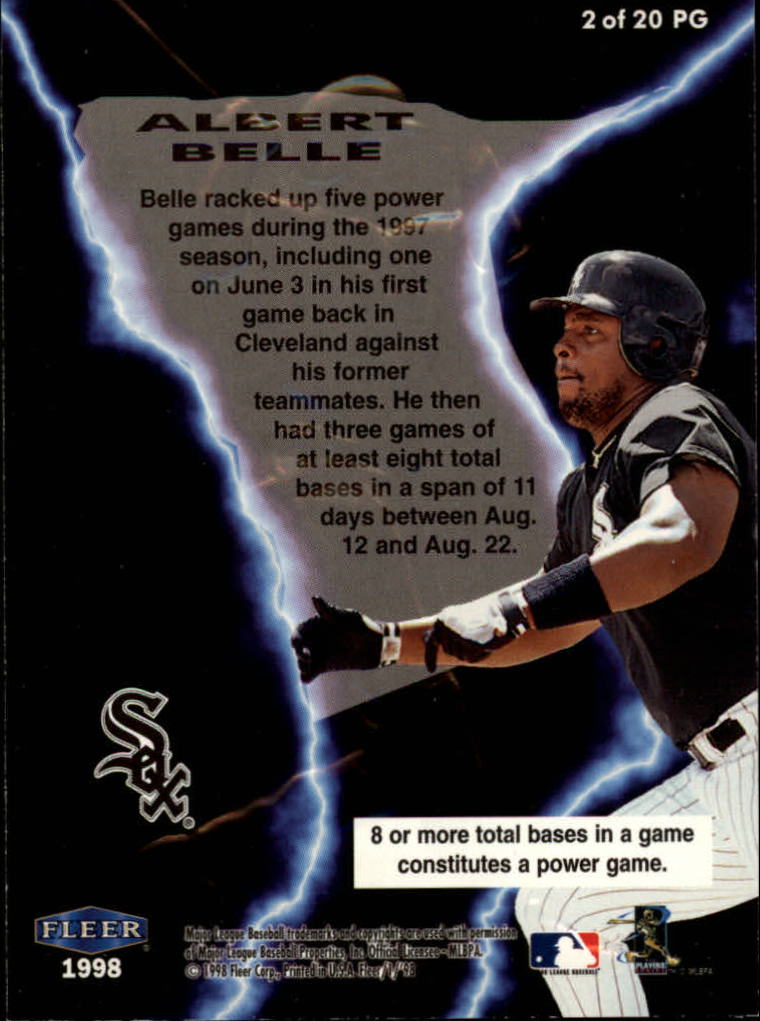 1998 Fleer Tradition Power Game #2 Albert Belle back image