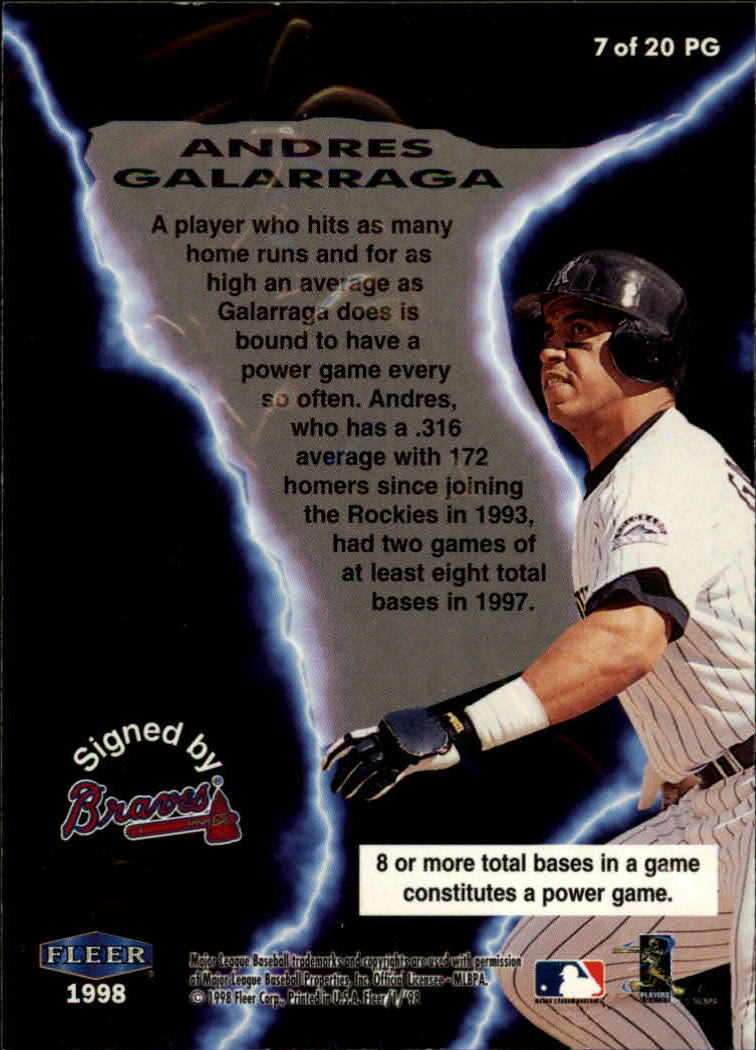 1998 Fleer Tradition Baseball "Power Game" Insert Cards - Picture 11 of 15