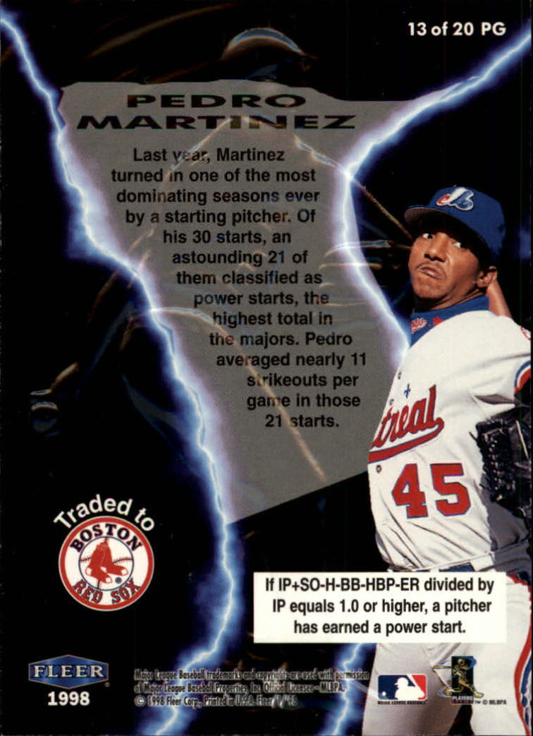 1998 Fleer Tradition Power Game #13 Pedro Martinez back image