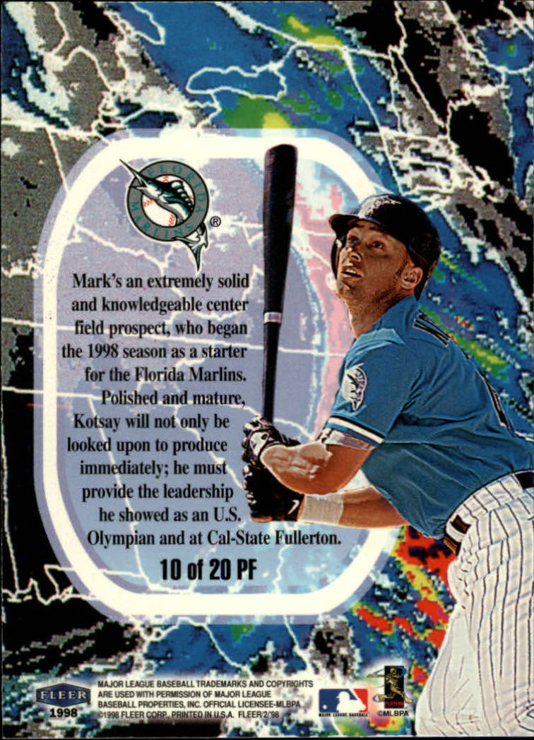 1998 Fleer Tradition Promising Forecast #PF10 Mark Kotsay back image