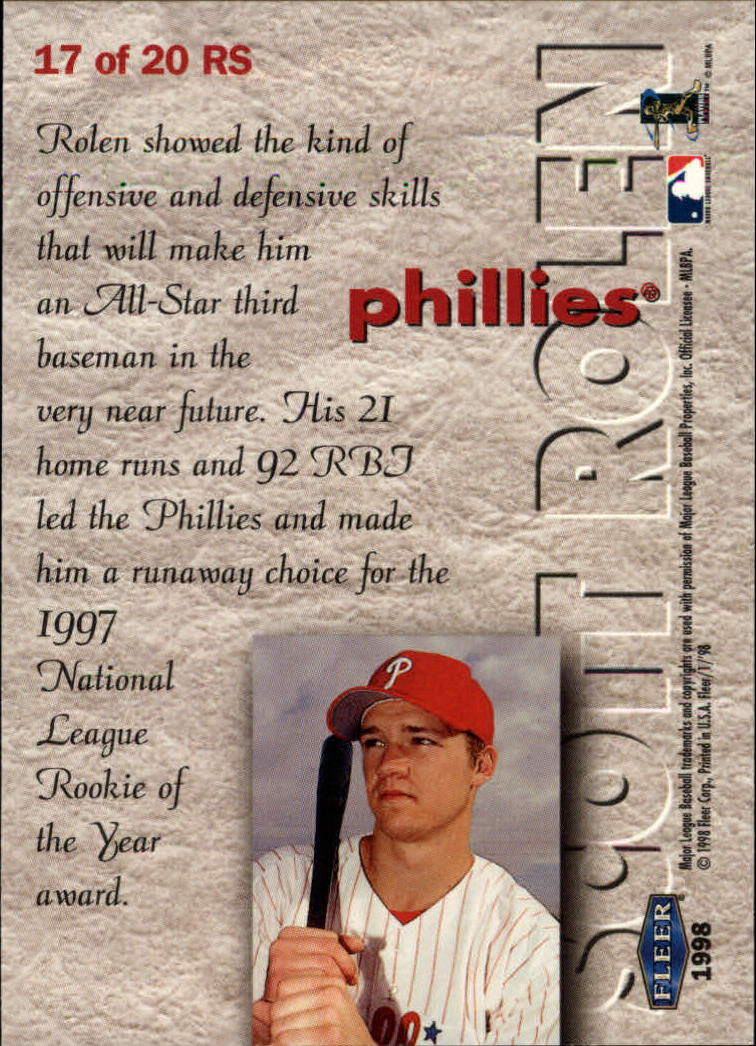 1998 Fleer Tradition Baseball "Rookie Sensations" Insert Cards - Picture 29 of 31