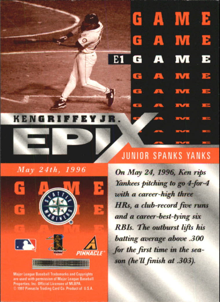 Ken Griffey Jr. Seattle Mariners 1998 Pinnacle Epix Orange