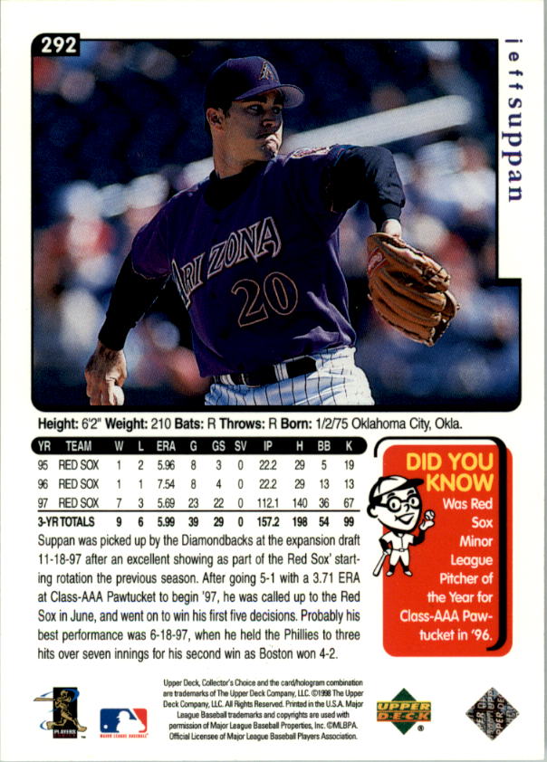 1998 Collector's Choice #292 Jeff Suppan back image