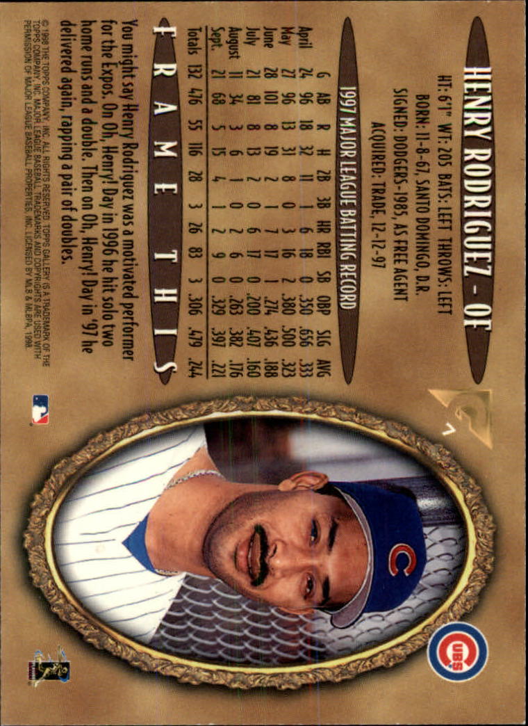 1998 Topps Gallery #7 Henry Rodriguez back image