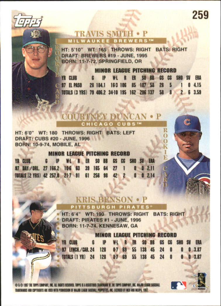 1998 Topps #259 Bens/T.Smith RC/C.Dunc RC back image