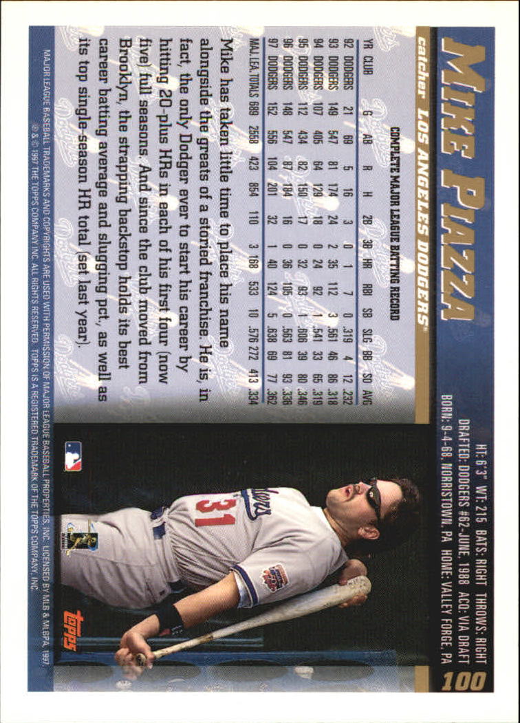 1998 Topps Inaugural Devil Rays #100 Mike Piazza back image