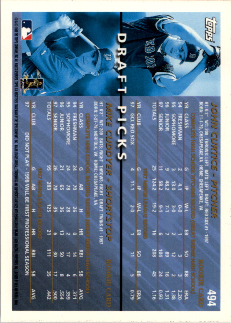 1998 Topps Inaugural Diamondbacks #494 Michael Cuddyer back image
