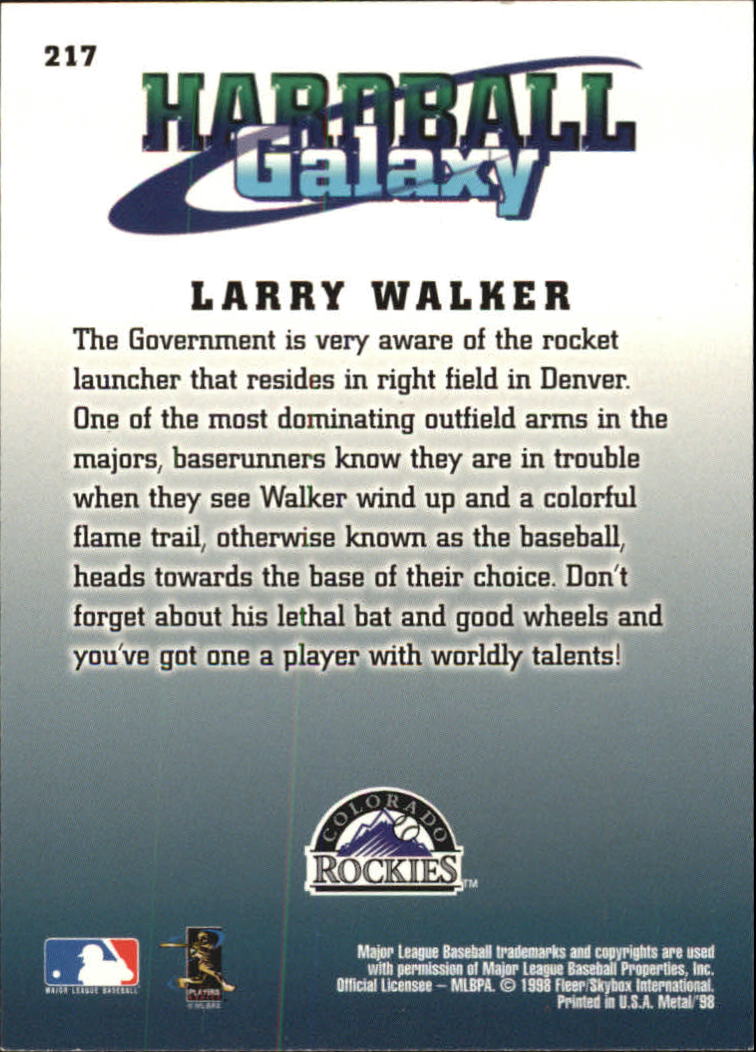 1998 Metal Universe #217 Larry Walker HG back image