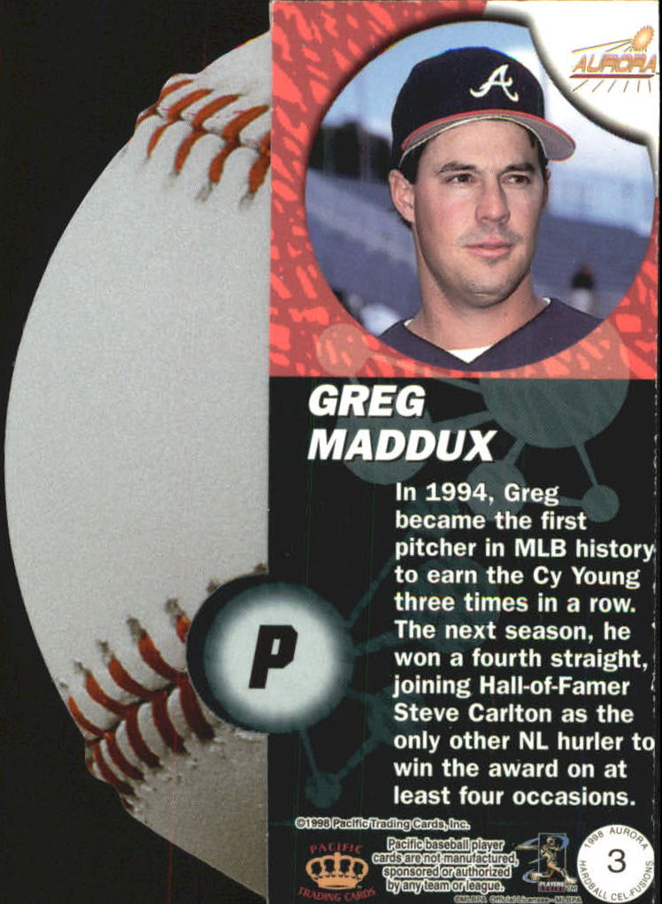 1998 Aurora Hardball Cel-Fusions #3 Greg Maddux back image