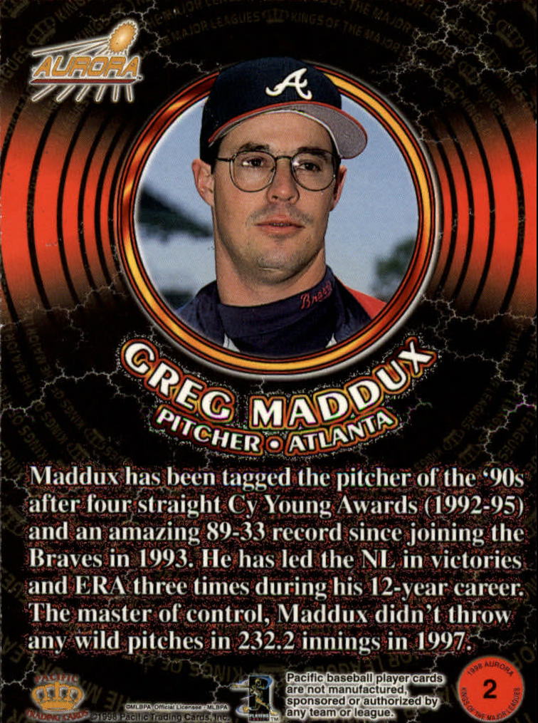 1998 Aurora Kings of the Major Leagues #2 Greg Maddux back image