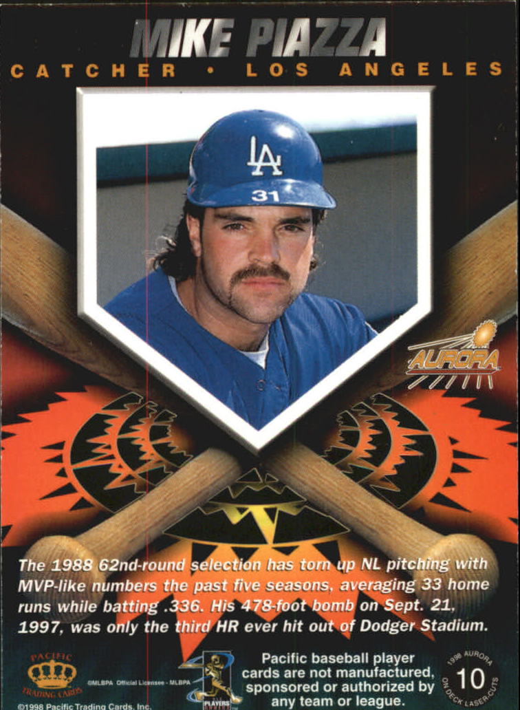 1998 Aurora On Deck Laser Cuts #10 Mike Piazza back image