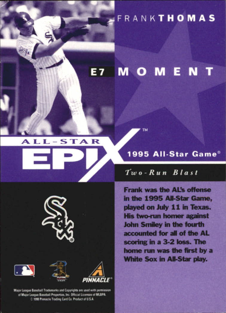 1998 Pinnacle Plus All-Star Epix Purple #7 Frank Thomas MOM back image