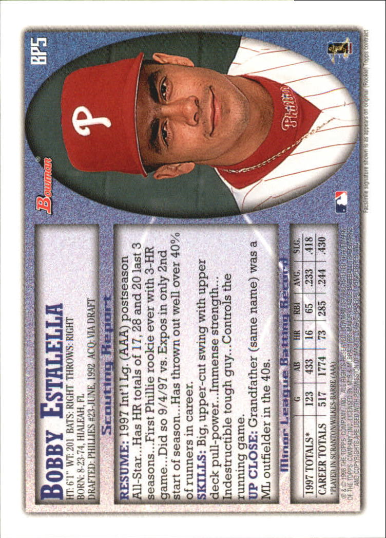 1998 Bowman Baseball "Insert and Parallel" Cards