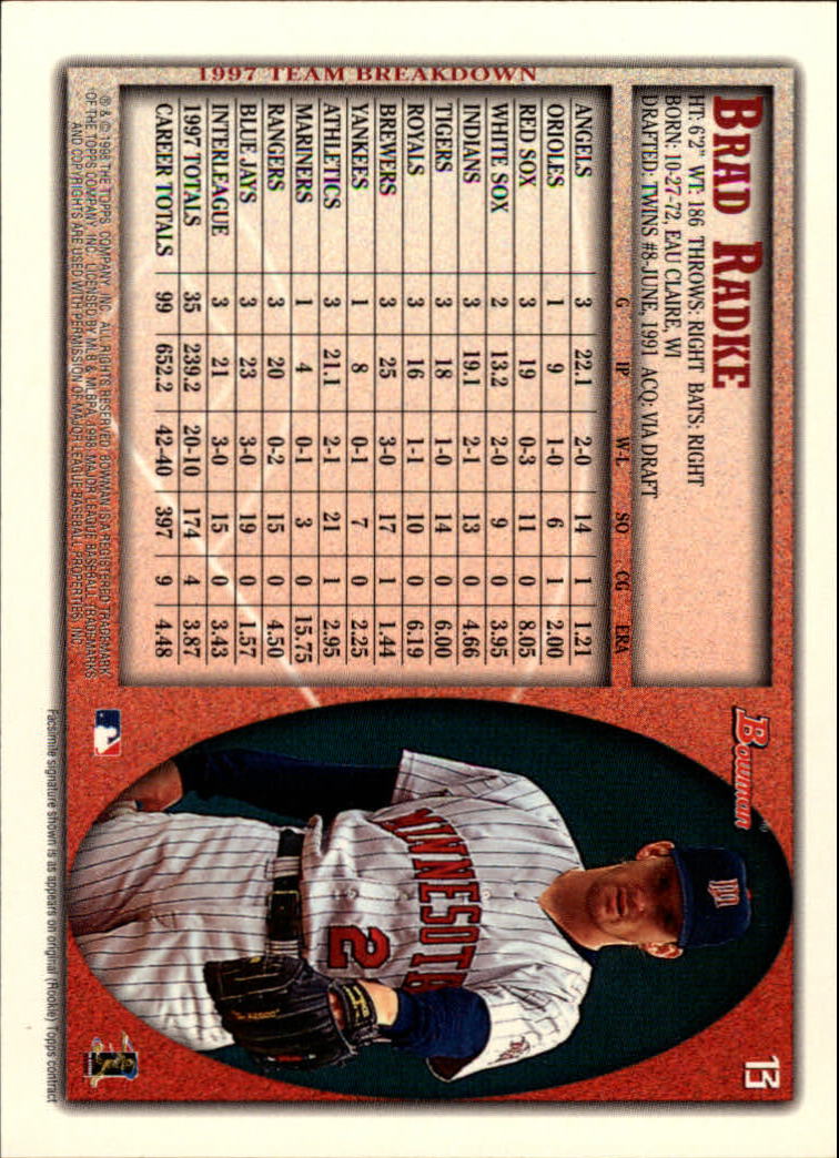 A2158- 1998 Bowman Baseball Card #s 1-250 +Rookies -You Pick- 15+ FREE US SHIP - Picture 27 of 493