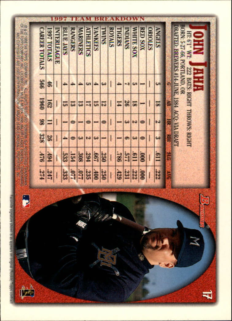 A2158- 1998 Bowman Baseball Card #s 1-250 +Rookies -You Pick- 15+ FREE US SHIP - Picture 35 of 493