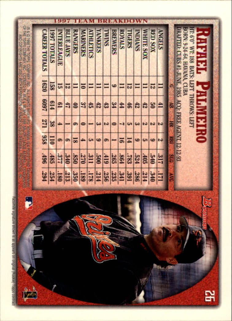 A2158- 1998 Bowman Baseball Card #s 1-250 +Rookies -You Pick- 15+ FREE US SHIP - Picture 53 of 493