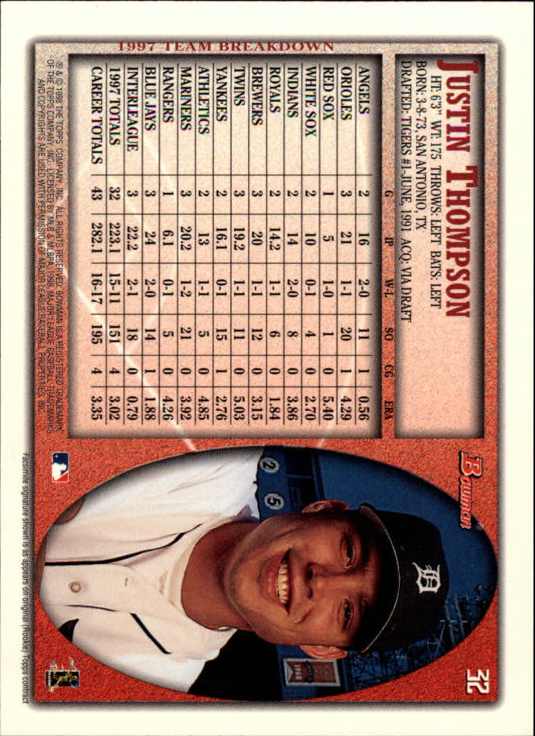 A2158- 1998 Bowman Baseball Card #s 1-250 +Rookies -You Pick- 15+ FREE US SHIP - Picture 65 of 493