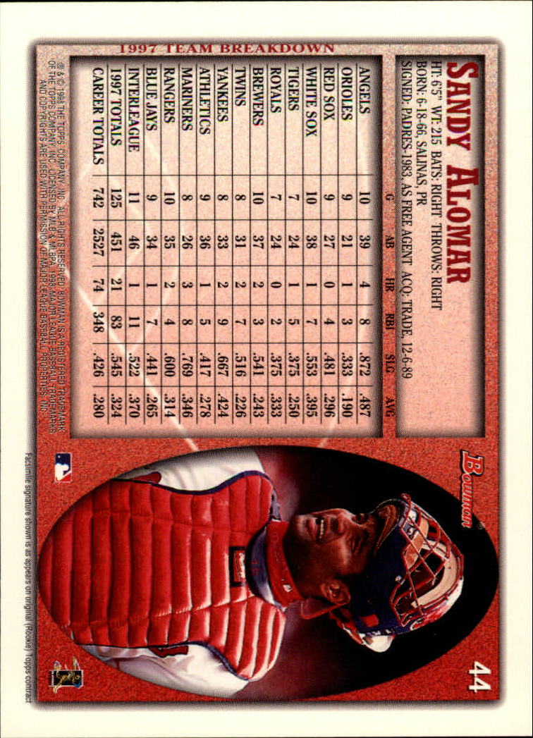 A2158- 1998 Bowman Baseball Card #s 1-250 +Rookies -You Pick- 15+ FREE US SHIP - Picture 89 of 493