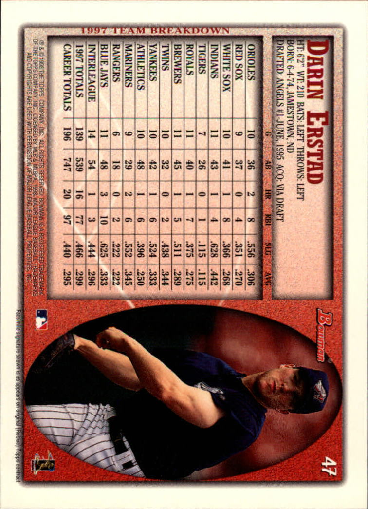A2158- 1998 Bowman Baseball Card #s 1-250 +Rookies -You Pick- 15+ FREE US SHIP - Picture 95 of 493