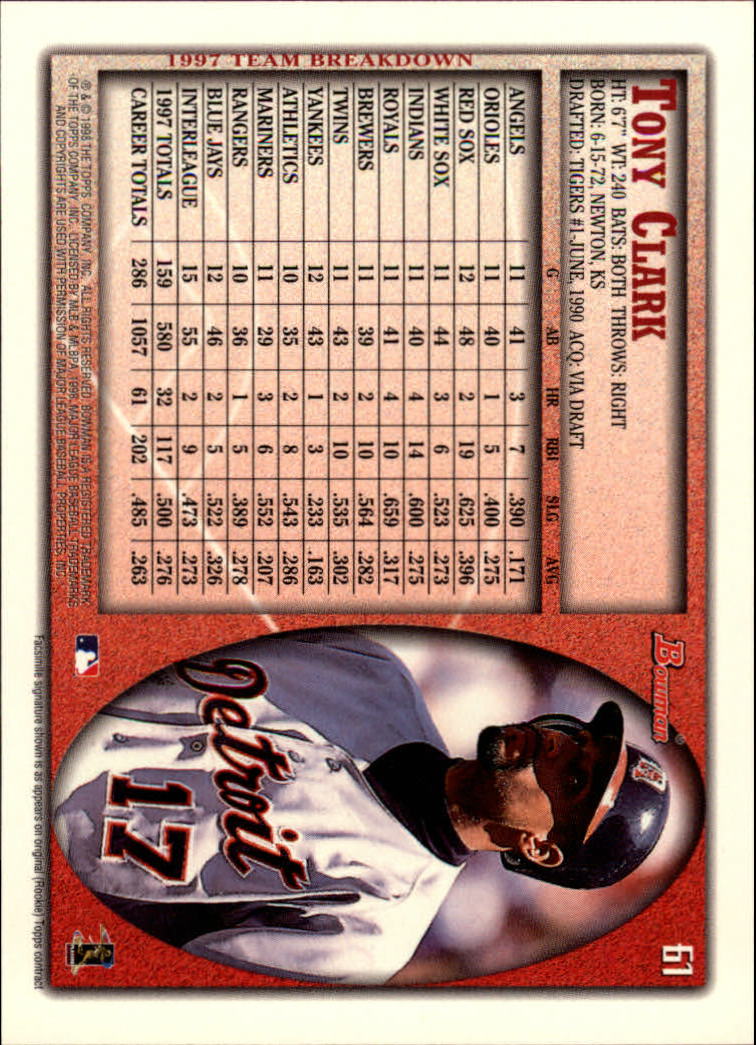 A2158- 1998 Bowman Baseball Card #s 1-250 +Rookies -You Pick- 15+ FREE US SHIP - Picture 123 of 493