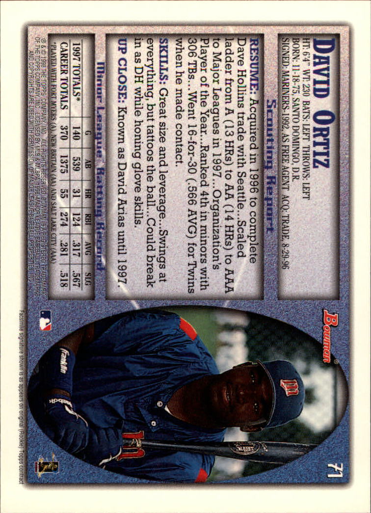 A2158- 1998 Bowman Baseball Card #s 1-250 +Rookies -You Pick- 15+ FREE US SHIP - Picture 143 of 493