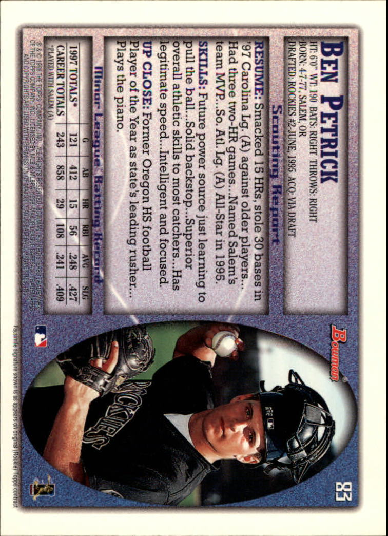 A2158- 1998 Bowman Baseball Card #s 1-250 +Rookies -You Pick- 15+ FREE US SHIP - Picture 167 of 493