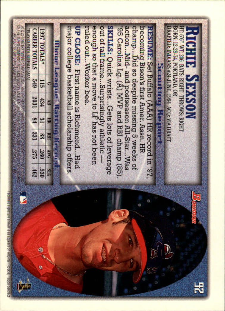 A2158- 1998 Bowman Baseball Card #s 1-250 +Rookies -You Pick- 15+ FREE US SHIP - Picture 183 of 493