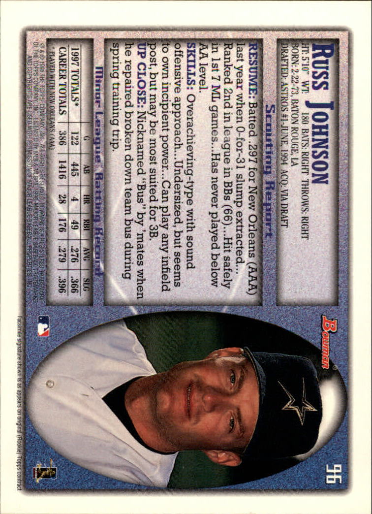 A2158- 1998 Bowman Baseball Card #s 1-250 +Rookies -You Pick- 15+ FREE US SHIP - Picture 191 of 493