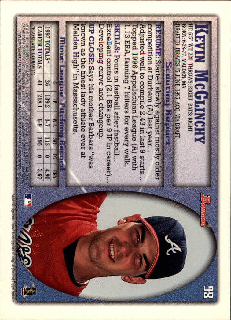 A2158- 1998 Bowman Baseball Card #s 1-250 +Rookies -You Pick- 15+ FREE US SHIP - Picture 195 of 493