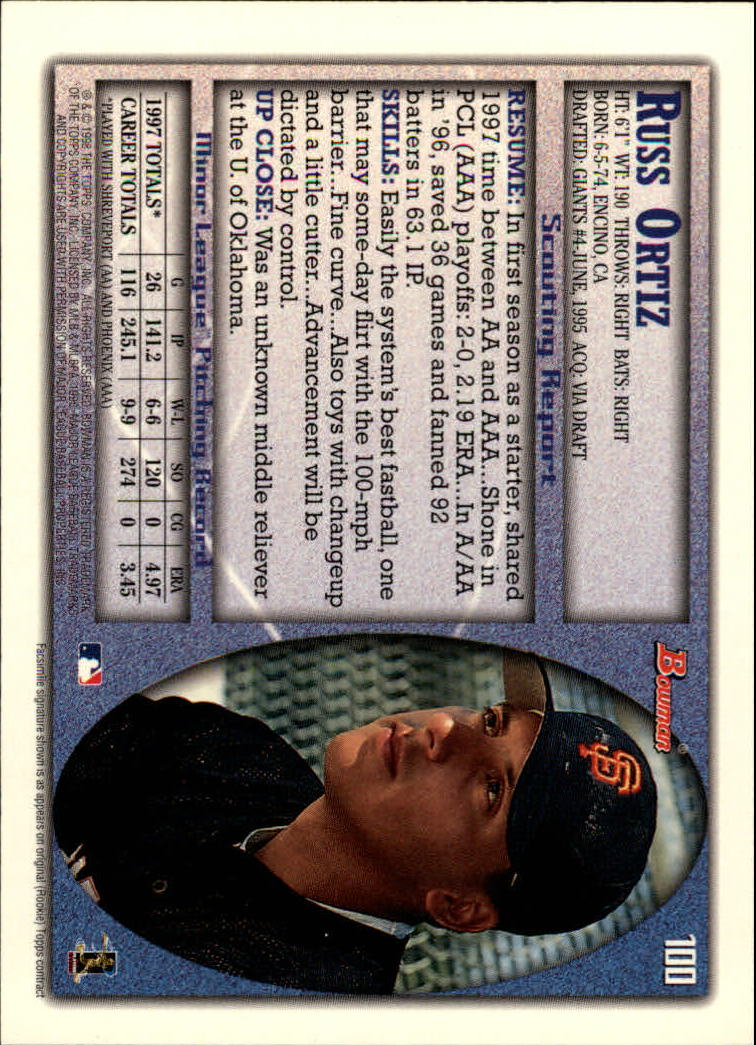 A2158- 1998 Bowman Baseball Card #s 1-250 +Rookies -You Pick- 15+ FREE US SHIP - Picture 199 of 493