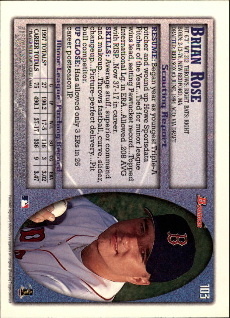A2158- 1998 Bowman Baseball Card #s 1-250 +Rookies -You Pick- 15+ FREE US SHIP - Picture 205 of 493