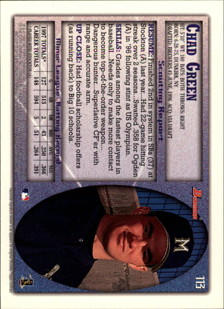 A2158- 1998 Bowman Baseball Card #s 1-250 +Rookies -You Pick- 15+ FREE US SHIP - Picture 225 of 493