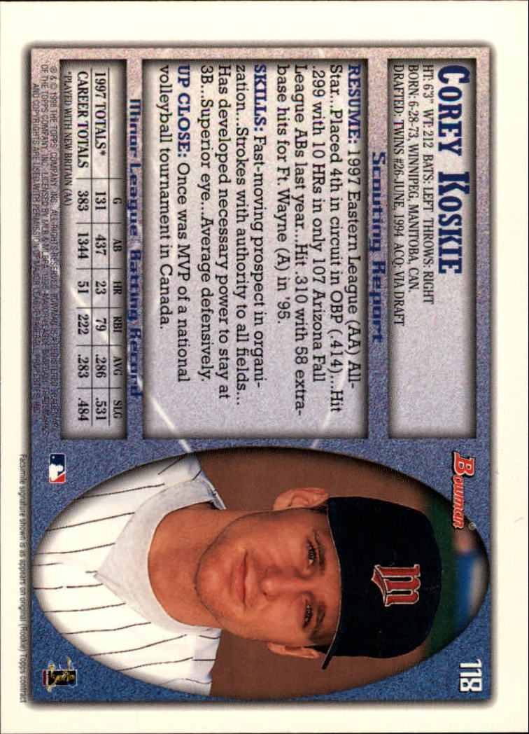 A2158- 1998 Bowman Baseball Card #s 1-250 +Rookies -You Pick- 15+ FREE US SHIP - Picture 235 of 493
