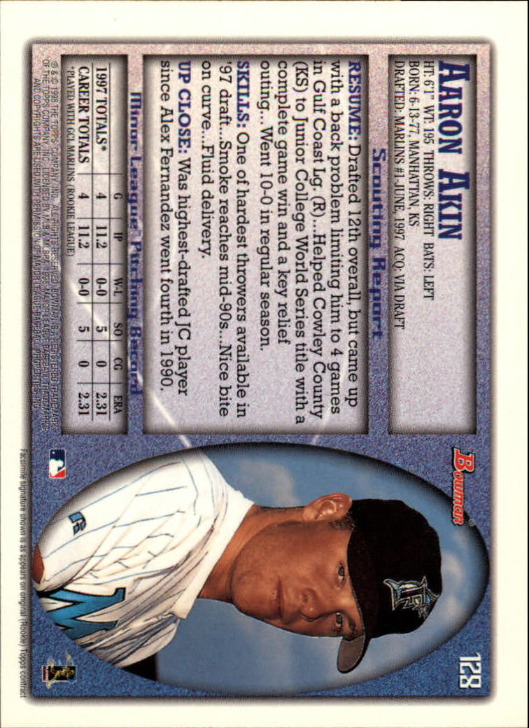 A2158- 1998 Bowman Baseball Card #s 1-250 +Rookies -You Pick- 15+ FREE US SHIP - Picture 251 of 493