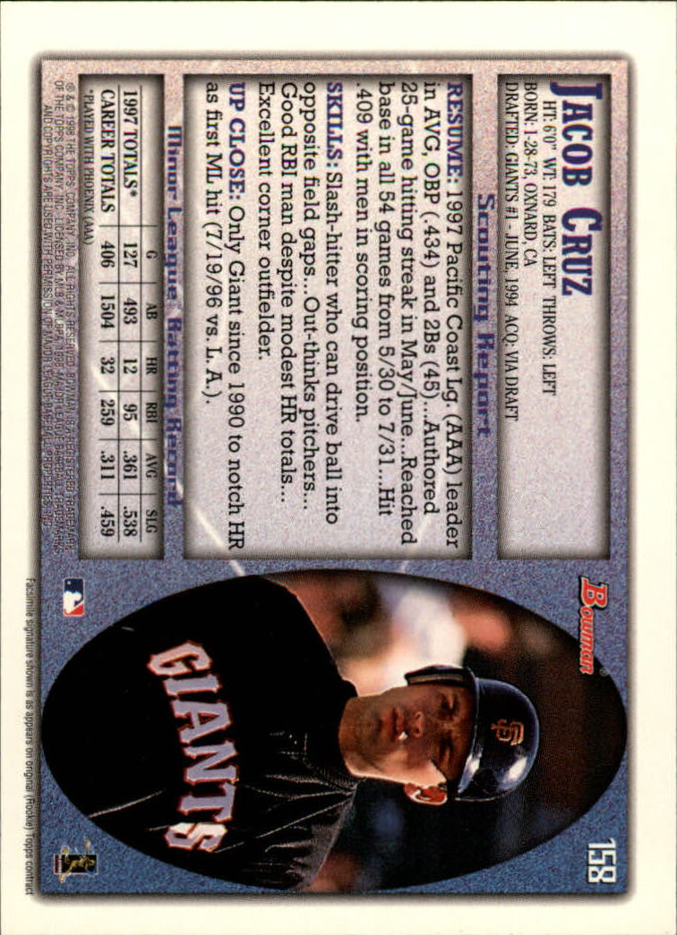 A2158- 1998 Bowman Baseball Card #s 1-250 +Rookies -You Pick- 15+ FREE US SHIP - Picture 311 of 493