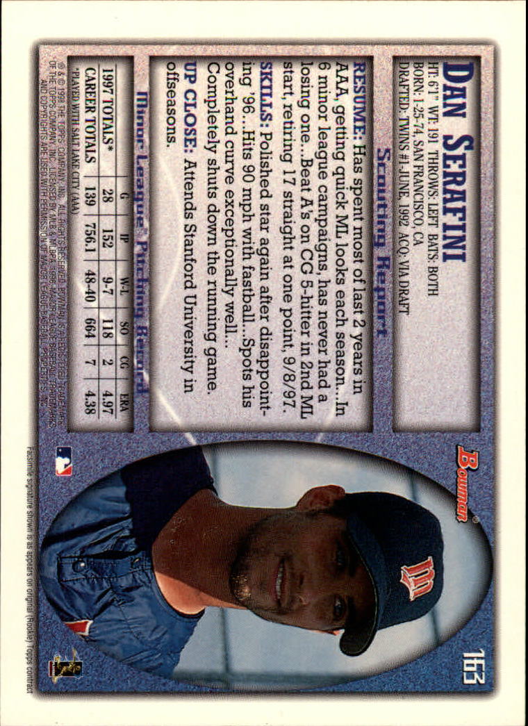 A2158- 1998 Bowman Baseball Card #s 1-250 +Rookies -You Pick- 15+ FREE US SHIP - Picture 321 of 493