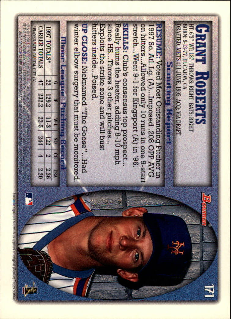 A2158- 1998 Bowman Baseball Card #s 1-250 +Rookies -You Pick- 15+ FREE US SHIP - Picture 337 of 493