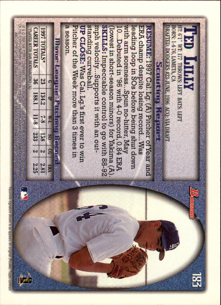 A2158- 1998 Bowman Baseball Card #s 1-250 +Rookies -You Pick- 15+ FREE US SHIP - Picture 361 of 493