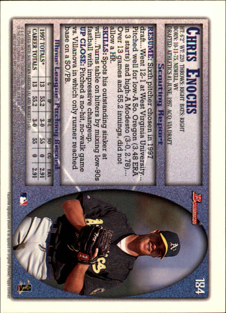A2158- 1998 Bowman Baseball Card #s 1-250 +Rookies -You Pick- 15+ FREE US SHIP - Picture 363 of 493