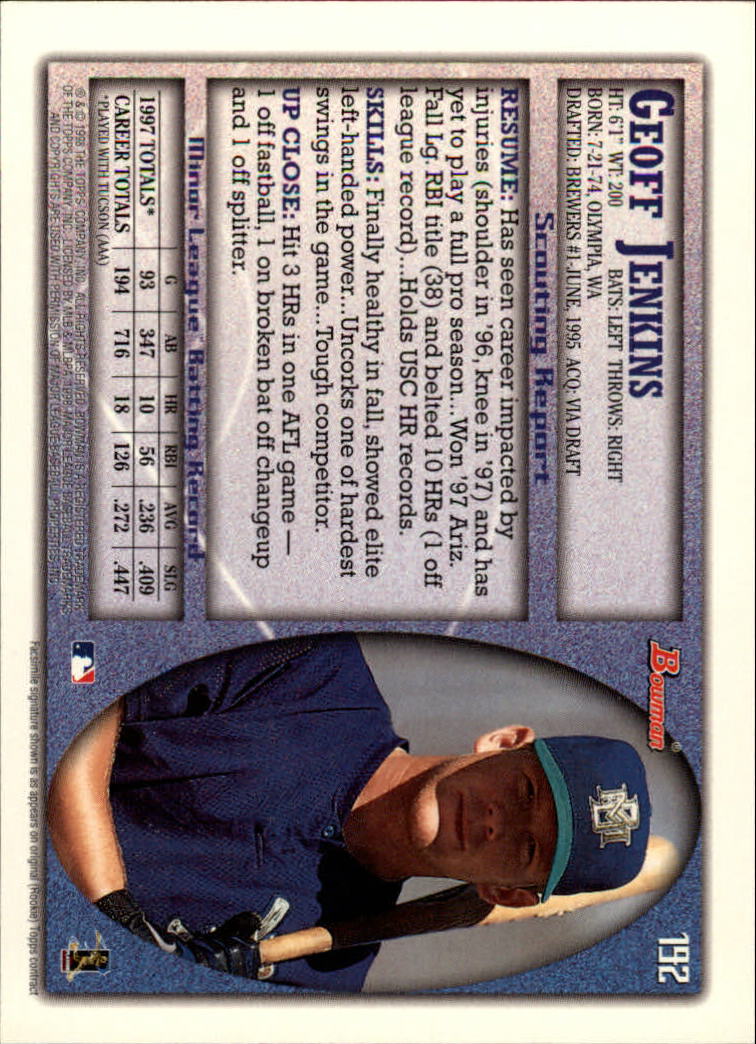 A2158- 1998 Bowman Baseball Card #s 1-250 +Rookies -You Pick- 15+ FREE US SHIP - Picture 379 of 493