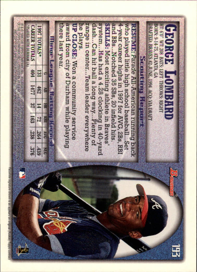 A2158- 1998 Bowman Baseball Card #s 1-250 +Rookies -You Pick- 15+ FREE US SHIP - Picture 381 of 493