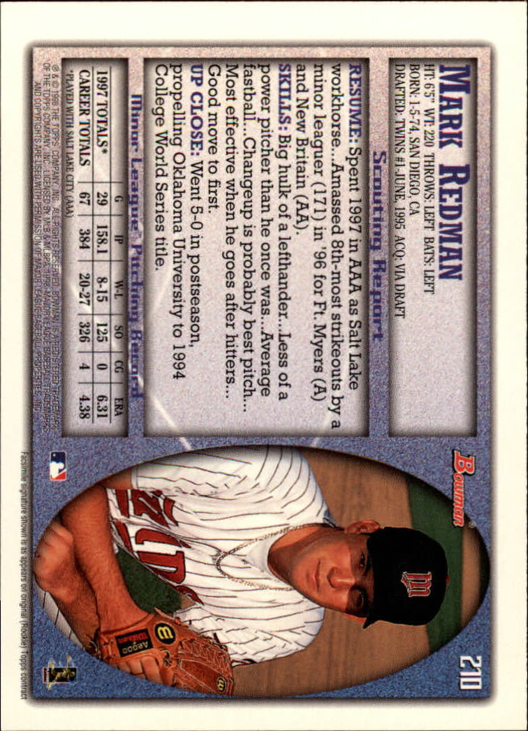 A2158- 1998 Bowman Baseball Card #s 1-250 +Rookies -You Pick- 15+ FREE US SHIP - Picture 415 of 493