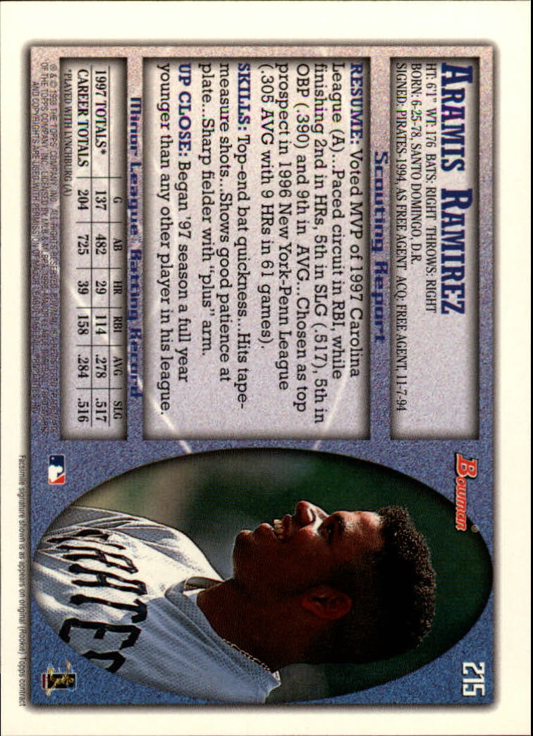 A2158- 1998 Bowman Baseball Card #s 1-250 +Rookies -You Pick- 15+ FREE US SHIP - Picture 425 of 493