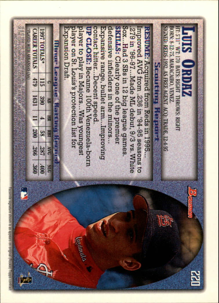 A2158- 1998 Bowman Baseball Card #s 1-250 +Rookies -You Pick- 15+ FREE US SHIP - Picture 435 of 493