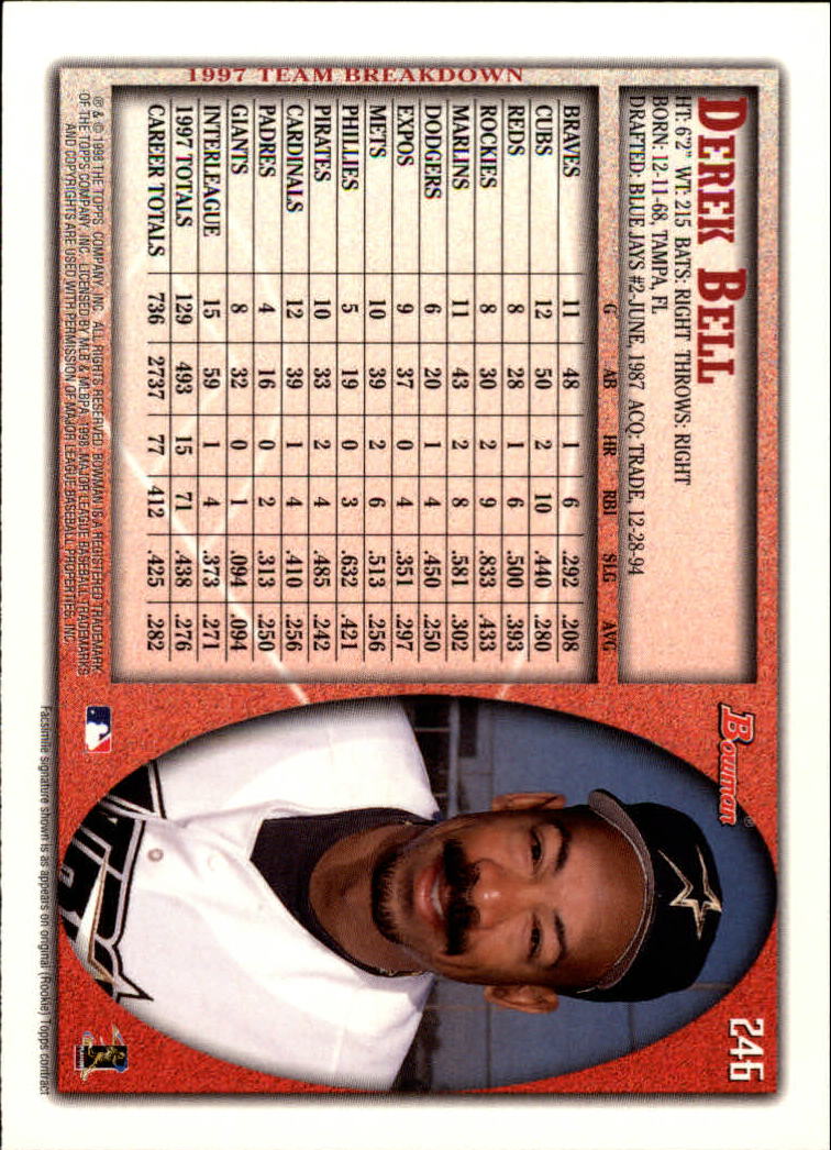 A2158- 1998 Bowman Baseball Card #s 1-250 +Rookies -You Pick- 15+ FREE US SHIP - Picture 485 of 493
