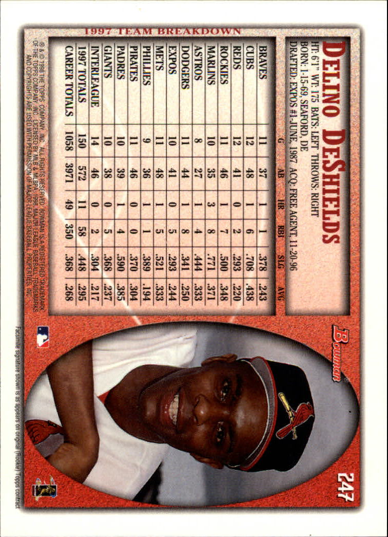 A2158- 1998 Bowman Baseball Card #s 1-250 +Rookies -You Pick- 15+ FREE US SHIP - Picture 487 of 493