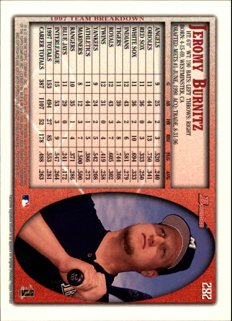 1998 Bowman Baseball Card Pick (Base) 253-441 - Picture 61 of 379